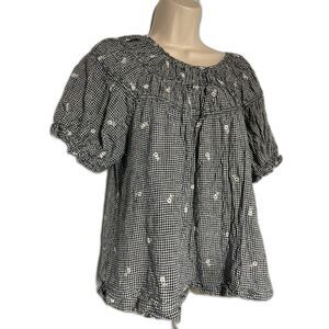 Madewell L mini check smocked top